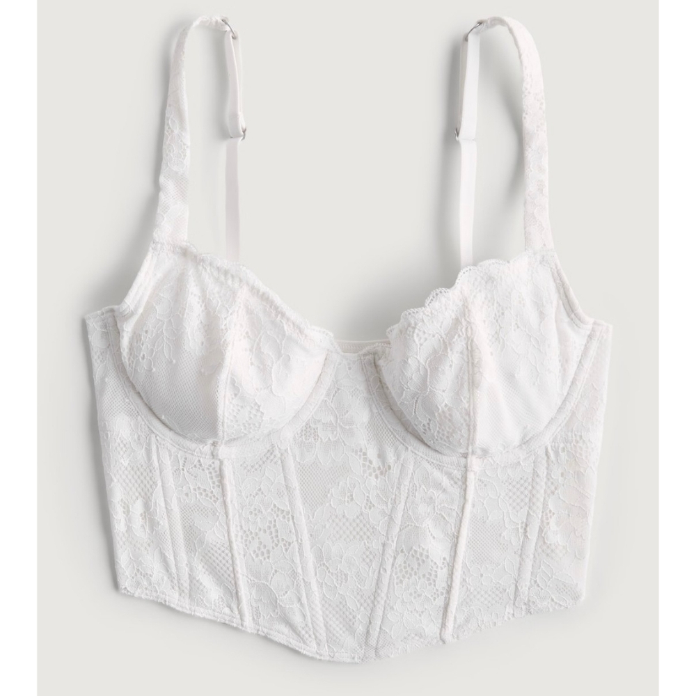 Hollister White Lace Bustier Top, Size Small NWT